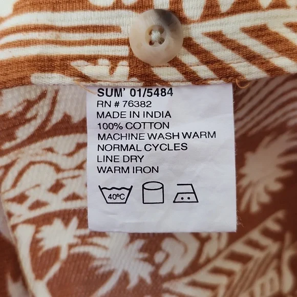 Timberland Hawaiian print button up shirt light orange brown large - Picture 7 of 9